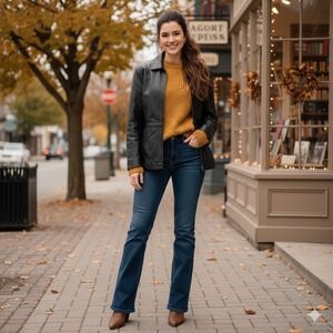 VTG 90s Y2K Lorelai Black‎ Leather Gilmore Jacket M Minimal Grunge Moto Classic